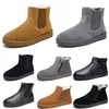 Bottes de neige sans marque pour hommes et femmes, chaussures mi-hautes, marron, noir, tendance, extérieur, coton, cuir, hiver