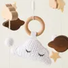 Mobile# Baby Wooden Cloud Wisel Bell Mobile Hanging Rattles Toy wieszak łóżeczko mobilne łóżko drewniane uchwyt na ramię