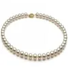 Encantador collar de perlas AKoya blancas naturales de 8-9 mm, cierre de oro de 14k de 18 pulgadas 287H
