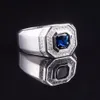 Size 8 9 10 11 12 13 Men's Luxury 925 Streling Silver Blue Sapphire Rings Engagement Wedding Band Ring Jewelry Boys J190707260g