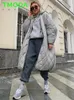 Women's Down Parkas T Moda 2023 Kvinnor Lossa varm midlängd Huven Bomullsjacka quiltad kappa damer Parka Parka Casual Female Chic Thick Outwear 231017