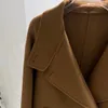 Misturas de lã feminina estilo casual de meia temporada 100% caxemira casaco com gola dupla breasted 231018