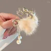 Haaraccessoires Mink Ball Clip Kinderpluche Meisje Paardenstaart Haarspelden Animal Pearl Crystal Barrette