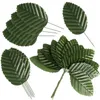 Decorative Flowers 200pcs Artificial Leaves Faux Wired Single Leaf Fake Rose Wire Crafts For Flower DIY Wedding Decor Christmas Decorations