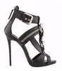 Scarpe eleganti Sandalia Feminina Estate Nero Bianco Peep Toe Tacchi alti Sandali gladiatore Fibbie Cerniera Punk Décolleté Donna italiana