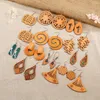 Boucles d'oreilles pendantes 12 paires/lot modèles mixtes creux papillon fleur en bois pour femmes bohême coeur bois Boho bijoux en vrac