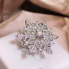 Cluster Rings Luxurious 925 Stamp Ring For Women's Fashion Snowflake Flower Jewelry Christmas Gift Party Diamond