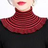 Scarves Winter Hedging Striped Snood Wool Knit Pullover Fake Collar Women's Elastic Protect Cervical Spine Warm Scarf Neck Guard Bib T7