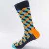 5 par/parti kammade bomullsmän strumpor Happy Compression Socks Colorful Diamond Funny Dress Socks Men Big Size 39-46 T190826