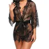 Set sexy da donna in pizzo Kimono vestaglia babydoll lingerie maglia camicia da notte donna pigiama erotico 231017