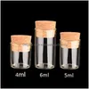 코르크 스토퍼 4ml 5ml 6ml 유리 향신료 병 DIY 크래프트 투명 드리프 팅 드롭 DHROH와 함께 작은 테스트 튜브를 판매하는 저장 병 항아리