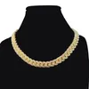 Unisex Fashion Men Women Jewelry 14mm 16-24inch Men Women Gold Plated Bling CZ Cubic Cuban Chain Necklaces Bracelet260C