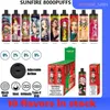 Originele Sunfire 8000 Puff Tornado 0mg 20 mg 30 mg 50 mg 18 ml Voorgevulde Vapes 600mAh Oplaadbare luchtstroom Verstelbaar 10 smaken Shenzhen Groothandel Puff 9000 9K 10K 12K 12K 12K