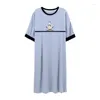 Kvinnors sömnkläder Summer Night Dress Women M-3XL Nightgown Cartoon Print Sleepshirts Kortärmiga Nightie Cotton