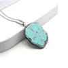 Pendant Necklaces 40x50mm Fine Natural Gem Stone Irregular Shape Wrap Necklace Jewellery Stainless Steel 60cm Men Women