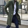 Men's Trench Coat Jacket Slim Solid Color Wild Standing Collar Single-Breasted Long Trench Jacket Casual Overcoat 201012228v