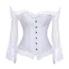 Bridal Corset Tops for Women with Sleeves Style Victorian Retro Burlesque Lace Corset and Bustiers Wedding Vest Fashion White215Z