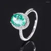 Pierścienie klastra 925 Sterling Silver Oval 8 10 mm Lab Emerald Aquamarine Sapphire Stamstone Vintage Pierścień dla kobiet biżuteria ślubna