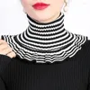 Scarves Winter Hedging Striped Snood Wool Knit Pullover Fake Collar Women's Elastic Protect Cervical Spine Warm Scarf Neck Guard Bib T7