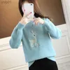 Women's Sweaters Biyaby Embroidery Deer Warm Jumpers Woman 2023 Autumn Winter Half High Collar Knit Sweater Women Korean Loose Long Sleeve BlouseL231018