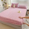 Bedspread Bonenjoy Plush Bed Sheet for Winter Warm Cover QueenKing Size Coral Fleece Thick Fitted drap housse 180x200cm 231017