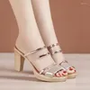 Sandaler Block 122 Kvinnors häl Transparent PVC Women Crystal Clear Slippers Woman Summer Open Toe Shoes