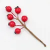 Decorative Flowers Christmas Tree Home Store Decoration Artificial Berry Branch Red Gold Cherry Stamen Mini Fake Pearl Beads For DIY Party