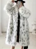 Womens Fur Faux Women Winter Coat Lady Casual Snow Leopard Print Jacket Female Thick Warm Midlong Plush Outerwear 231017