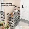 Storage Holders Racks Simple Shoe Rack Metal Shelf Living Room Space Saving Shoes Organizer Stand Holder Drop Delivery Home Garden Dho6K