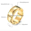Обручальные кольца Обручальные кольца Классические кольца из нержавеющей стали с золотым цирконом для мужчин и женщин Пары для помолвки Ювелирные изделия Подарочные ювелирные кольца Dhqgy