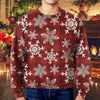 Męskie bluzy męskie miękki bluza zimowa świąteczna druk swobodny luźny okrągły bluza z kapturem sweter