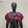 Scarves Women Punk Natural Feather Fake Collar Cape Gothic Shawl Shrugs Rave Party Halloween Cosplay Shrug Accessories