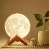 Novelty Items LED Night Light 3D Printing Moon Lamp with Stand 8CM12CM15CM Battery Powered 7 Color Change Kids Home Decor 231017