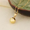 Ball Pendant Necklace Ball Earrings Jewelry SET Fine 24K Real Yellow Solid Gold GF Women Party Jewelry Gifts joias ouro mujer277b