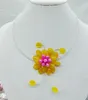 Spanker Zarif !! Harika I SEVİYORUM Brezilyalı Yarı Değerli Taşlar Çiçek Kolyesi Klasik Bohem Takı 19 "