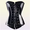 Corsetto overbust sexy in PVC nero Steampunk Lingerie basca Top Goth Rock Corsetto Corsetto sexy in pelle per allenatore in vita per le donne Y111927995534