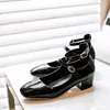 Dress Shoes YMECHIC Summer 2023 Chunky Heels Red Black Mary Jane Ankle Strap Patent Woman High Heel Pumps Party Office Big Size