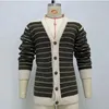 Giacche da uomo Giacca maglione slim con scollo a V Autunno inverno Jacquard a righe Capispalla a maniche lunghe da uomo