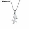 Pendentif Colliers Maxmoon Top Qualité Zodiac Bijoux Sagittaire Pendentifs Collier En Acier Inoxydable Pour Hommes Femmes270D