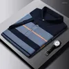 Polo da uomo di lusso estivo con risvolto in cotone a righe abbinate ai colori, morbida e traspirante, polo da lavoro, stile designer, manica corta M-3XL