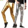 Heren Broek Zilver Glanzend Motorfiets PU Leer Mannen Merk Skinny Halloween Broek Podium Prom Zanger Kostuum 3XL 231017