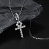 Hip Hop S925 Sterling Silver Ankh Chiave 0.03ct VVS Moissanite Croce Collana Regalo di Festa di Compleanno Per Donna Uomo Gioielli