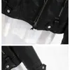 女性革フェイクレザーレザーレザージャケットコート秋のファッションラフェイクソフトレザーコートブラックジッパースキニーアウターオートバイレディースジャケットL231018