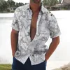 Mäns avslappnade skjortor Holiday Hawaiian Beach Ocean Boat Mönster Toppar beskurna överdimensionerade blusdesignkläder 2023