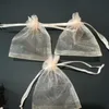 Champagne Jewelry Drawstring Bags Organza Gift Pouches Spices Coffee Christmas Wedding Gift Packing 7x9 9x12 10x15cm Pouches 2845