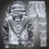 Men's Tracksuits Men Sports Suit Fitness Winter Coat Pants Hooded Camouflage Print Windproof Warm With Plush Pockets