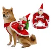 Abbigliamento per cani Costume natalizio Divertente Babbo Natale che cavalca un animale domestico Gatto Vestito da festa Vestiti Travestirsi per Halloween Natale 231017