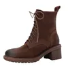 Buty nubuck kobiety zimowe retro i stare koronkowe buty kobiet