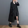Damskie okopy płaszcze japoński w stylu Korea Open Stitch Pockets