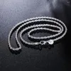 Kettingen 925 Sterling Zilver 16/18/20/22/24 Inch 3mm Touw Ketting Ketting voor Vrouwen Mode Bruiloft Charme Sieraden